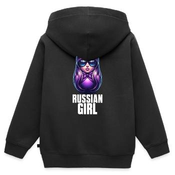 Russian Girl! Russland Matrjoschka Russisch für - Kinder Premium Organic Zip Hoodie - Schwarz - Hinten - AI Model Kid Male (0cm)
