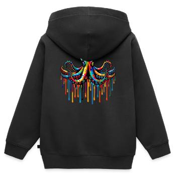 Pieuvre - Sweat Premium à capuche zippé enfant bio - noir - Dos - AI Model Kid Male (0cm)