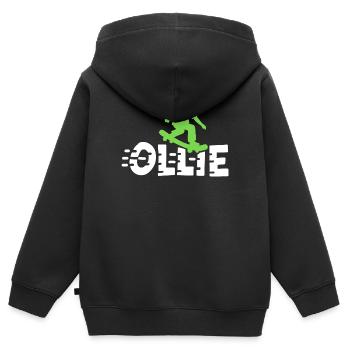 Ollie Skateboarding Skateboarder - Kinder Premium Organic Zip Hoodie - Schwarz - Hinten - AI Model Kid Male (0cm)