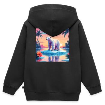 Polar Bear - Kinder Premium Organic Zip Hoodie - Schwarz - Hinten - AI Model Kid Male (0cm)