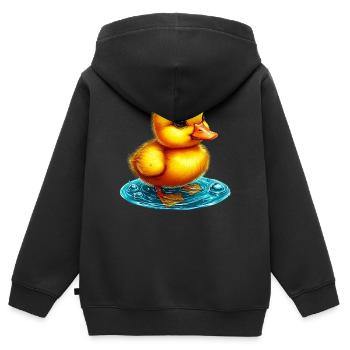Caneton Canard Canard Canard - Sweat Premium à capuche zippé enfant bio - noir - Dos - AI Model Kid Male (0cm)
