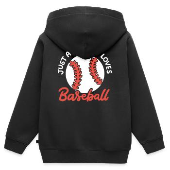 Baseball-Liebhaber Baseball-Spieler - Kinder Premium Organic Zip Hoodie - Schwarz - Hinten - AI Model Kid Male (0cm)