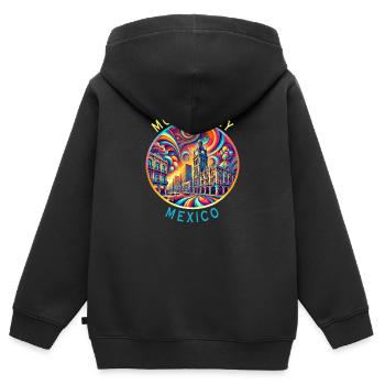Monterrey Mexiko Städte Kunst Design - Kinder Premium Organic Zip Hoodie - Schwarz - Hinten - AI Model Kid Male (0cm)