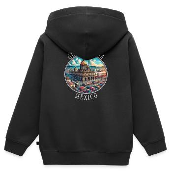 Guadalajara Mexiko Reise Design - Kinder Premium Organic Zip Hoodie - Schwarz - Hinten - AI Model Kid Male (0cm)