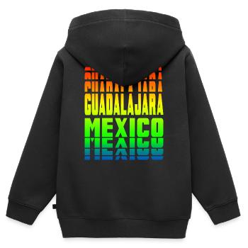 Guadalajara Mexiko Regenbogen Design - Kinder Premium Organic Zip Hoodie - Schwarz - Hinten - AI Model Kid Male (0cm)