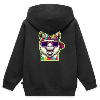 Cool Alpaca with Colorful Sunglasses and Cap - Kids Premium Organic Zip-up Hoodie - black - Back - AI Model Kid Male (0cm)