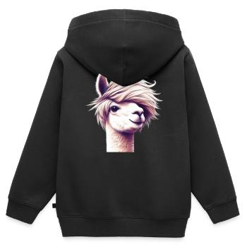 Alpaka - Kinder Premium Organic Zip Hoodie - Schwarz - Hinten - AI Model Kid Male (0cm)