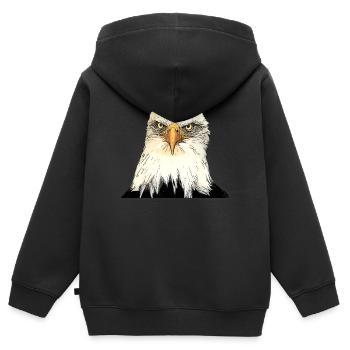 Adlerkopf Illustration mit intensivem Blick - Kinder Premium Organic Zip Hoodie - Schwarz - Hinten - AI Model Kid Male (0cm)