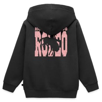 Interessantes Rodeo Motiv - Kinder Premium Organic Zip Hoodie - Schwarz - Hinten - AI Model Kid Male (0cm)