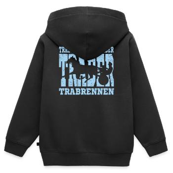 Traber auf dem Weg zum Ziel - Kinder Premium Organic Zip Hoodie - Schwarz - Hinten - AI Model Kid Male (0cm)