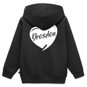 Dresden Herz Frauenkirche Liebe Symbol Stadt Logo - Kinder Premium Organic Zip Hoodie - Schwarz - Hinten - AI Model Kid Male (0cm)