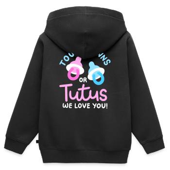 Touchdowns oder Tutus für Gender-Reveal-Partys - Kinder Premium Organic Zip Hoodie - Schwarz - Hinten - AI Model Kid Male (0cm)