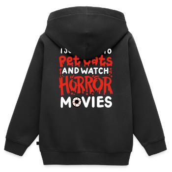 Horrorfilm und Katze - Kinder Premium Organic Zip Hoodie - Schwarz - Hinten - AI Model Kid Male (0cm)