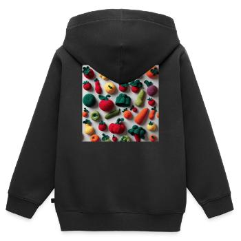 Légumes - Sweat Premium à capuche zippé enfant bio - noir - Dos - AI Model Kid Male (0cm)