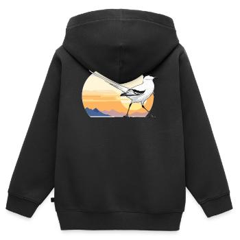 Vogel im Sonnenaufgang - Kinder Premium Organic Zip Hoodie - Schwarz - Hinten - AI Model Kid Male (0cm)