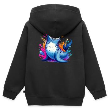 Siegel - Kinder Premium Organic Zip Hoodie - Schwarz - Hinten - AI Model Kid Male (0cm)