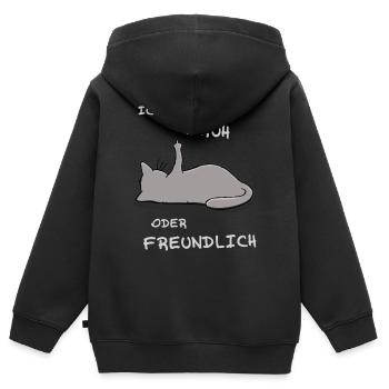 Ich erwache früh oder freundlich - Kinder Premium Organic Zip Hoodie - Schwarz - Hinten - AI Model Kid Male (0cm)