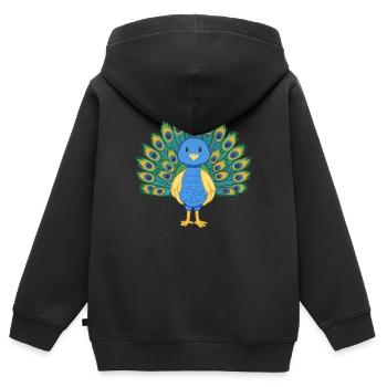 Peacock - Kids Premium Organic Zip-up Hoodie - black - Back - AI Model Kid Male (0cm)