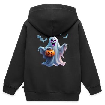 Le charmant design d’Halloween transmet. - Sweat Premium à capuche zippé enfant bio - noir - Dos - AI Model Kid Male (0cm)