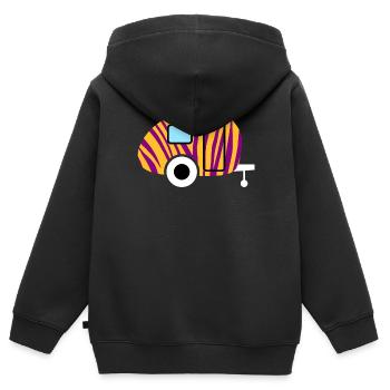 Caravan Wohnwagen Zebra Muster Animal Print Camper - Kinder Premium Organic Zip Hoodie - Schwarz - Hinten - AI Model Kid Male (0cm)