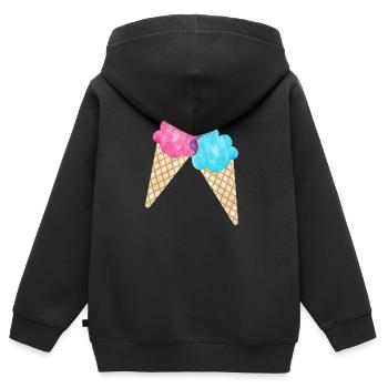 Eis Paar Duo Sommer Eisdiele cool Sommer zwei Fan - Kinder Premium Organic Zip Hoodie - Schwarz - Hinten - AI Model Kid Male (0cm)