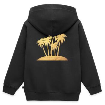 Palmen Insel Gold Urlaub Luxus Südsee urlaubsreif - Kinder Premium Organic Zip Hoodie - Schwarz - Hinten - AI Model Kid Male (0cm)