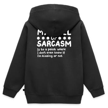 Sarkasmus Sarkastisch - Kinder Premium Organic Zip Hoodie - Schwarz - Hinten - AI Model Kid Male (0cm)