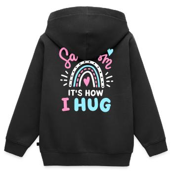 Sarkasmus Sarkastisch - Kinder Premium Organic Zip Hoodie - Schwarz - Hinten - AI Model Kid Male (0cm)