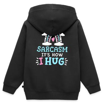 Sarkasmus Sarkastisch - Kinder Premium Organic Zip Hoodie - Schwarz - Hinten - AI Model Kid Male (0cm)