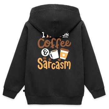 Sarkasmus und Kaffee - Kinder Premium Organic Zip Hoodie - Schwarz - Hinten - AI Model Kid Male (0cm)