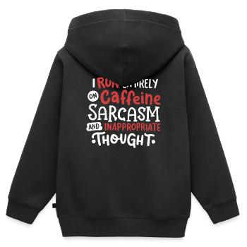 Sarkasmus Koffein sarkastisch - Kinder Premium Organic Zip Hoodie - Schwarz - Hinten - AI Model Kid Male (0cm)