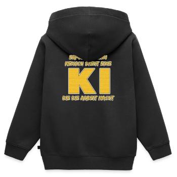 Hinter jedem erfolgreichen Mensch steht eine KI…. - Kinder Premium Organic Zip Hoodie - Schwarz - Hinten - AI Model Kid Male (0cm)