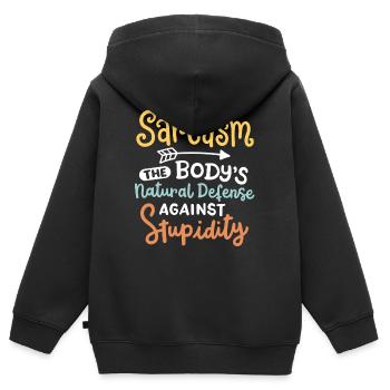Sarkasmus sarkastischer Spruch - Kinder Premium Organic Zip Hoodie - Schwarz - Hinten - AI Model Kid Male (0cm)