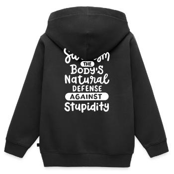 Sarkasmus sarkastischer Humor - Kinder Premium Organic Zip Hoodie - Schwarz - Hinten - AI Model Kid Male (0cm)