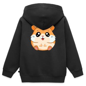 Hamster - Kinder Premium Organic Zip Hoodie - Schwarz - Hinten - AI Model Kid Male (0cm)