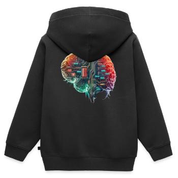 Cerveau électronique - Sweat Premium à capuche zippé enfant bio - noir - Dos - AI Model Kid Male (0cm)
