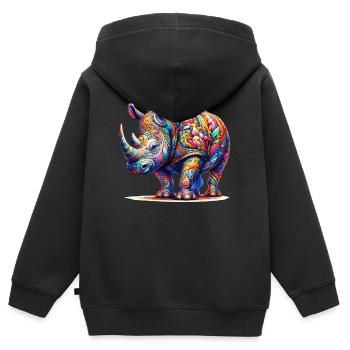 Nashorn - Kinder Premium Organic Zip Hoodie - Schwarz - Hinten - AI Model Kid Male (0cm)