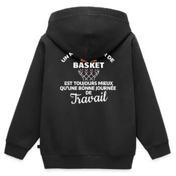 Zitat Sport Basketball Motivation - Kinder Premium Organic Zip Hoodie - Schwarz - Hinten - AI Model Kid Male (0cm)