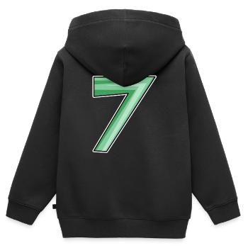 Motif sept numéro 7 - Sweat Premium à capuche zippé enfant bio - noir - Dos - AI Model Kid Male (0cm)
