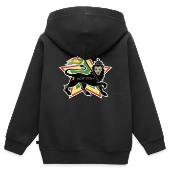 Rockin Steady Lion by Skashirts 2024 look vintage - Sweat Premium à capuche zippé enfant bio - noir - Dos - AI Model Kid Male (0cm)