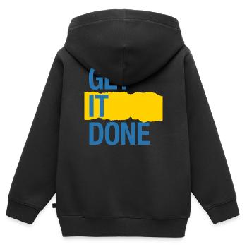 Erledigen Sie es (dunkel) - Kinder Premium Organic Zip Hoodie - Schwarz - Hinten - AI Model Kid Male (0cm)