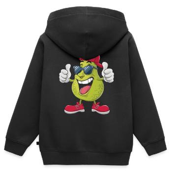Birne - Kinder Premium Organic Zip Hoodie - Schwarz - Hinten - AI Model Kid Male (0cm)