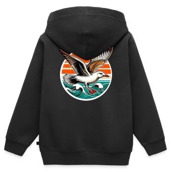 Mouette - Sweat Premium à capuche zippé enfant bio - noir - Dos - AI Model Kid Male (0cm)
