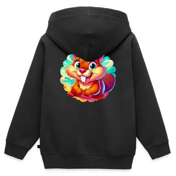 Bieber - Kinder Premium Organic Zip Hoodie - Schwarz - Hinten - AI Model Kid Male (0cm)