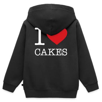 J’ADORE LES GÂTEAUX Gâteau - Sweat Premium à capuche zippé enfant bio - noir - Dos - AI Model Kid Male (0cm)