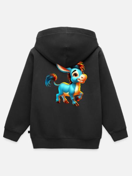 Esel-Maultier - Kinder Premium Organic Zip Hoodie - Schwarz