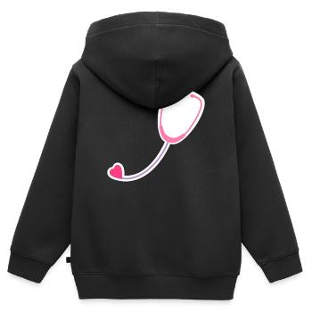 Stéthoscope coloré - Sweat Premium à capuche zippé enfant bio - noir - Dos - AI Model Kid Male (0cm)