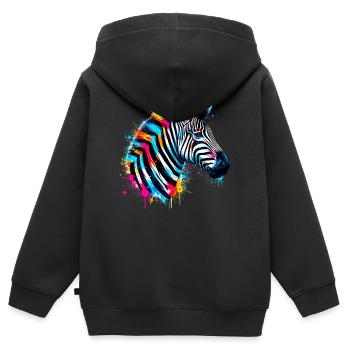 Zebra - Kinder Premium Organic Zip Hoodie - Schwarz - Hinten - AI Model Kid Male (0cm)