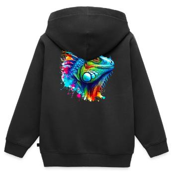Leguan - Kinder Premium Organic Zip Hoodie - Schwarz - Hinten - AI Model Kid Male (0cm)