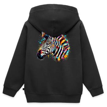 Zebra - Kinder Premium Organic Zip Hoodie - Schwarz - Hinten - AI Model Kid Male (0cm)